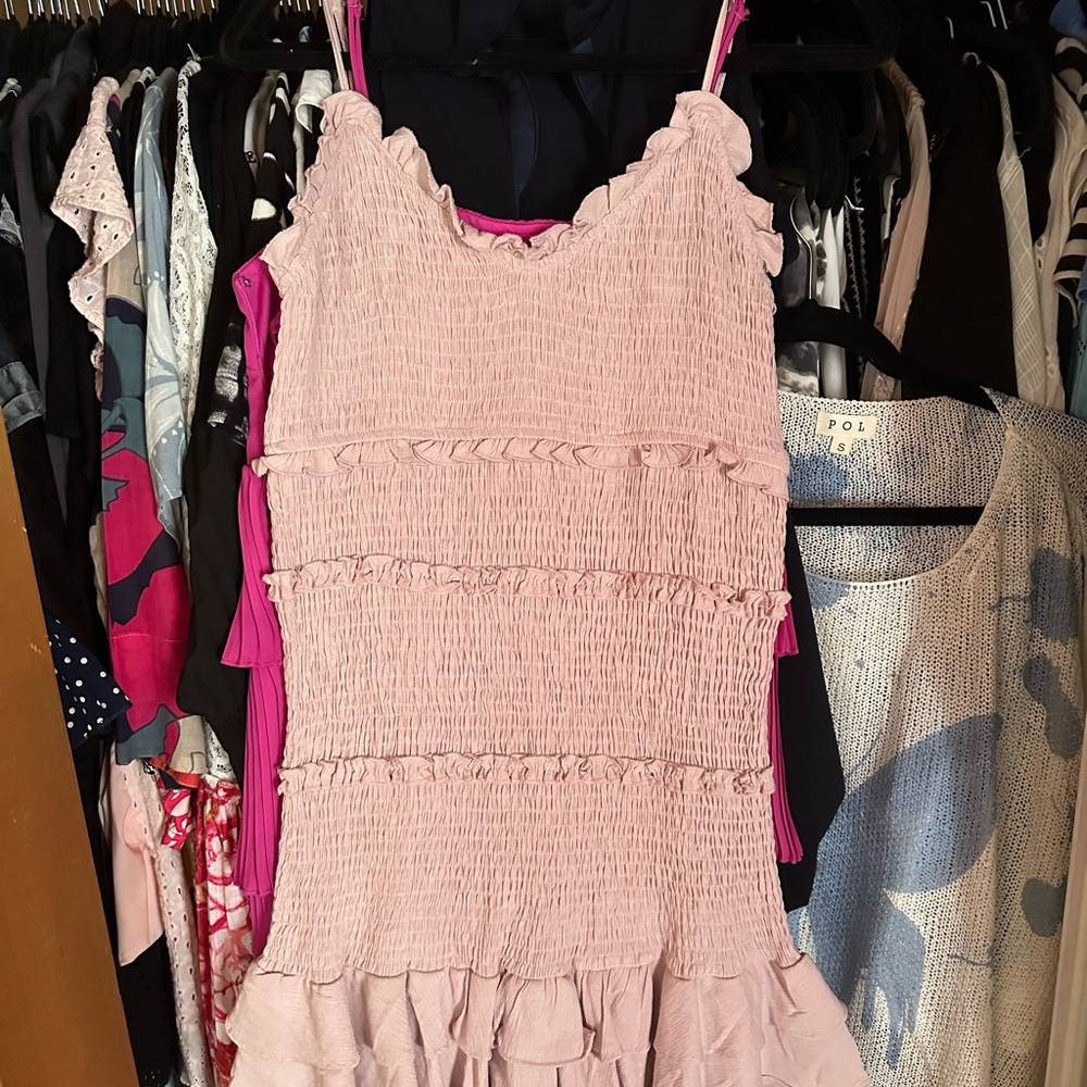 NWT Lily smocking ruffle hem dress, dusty pink